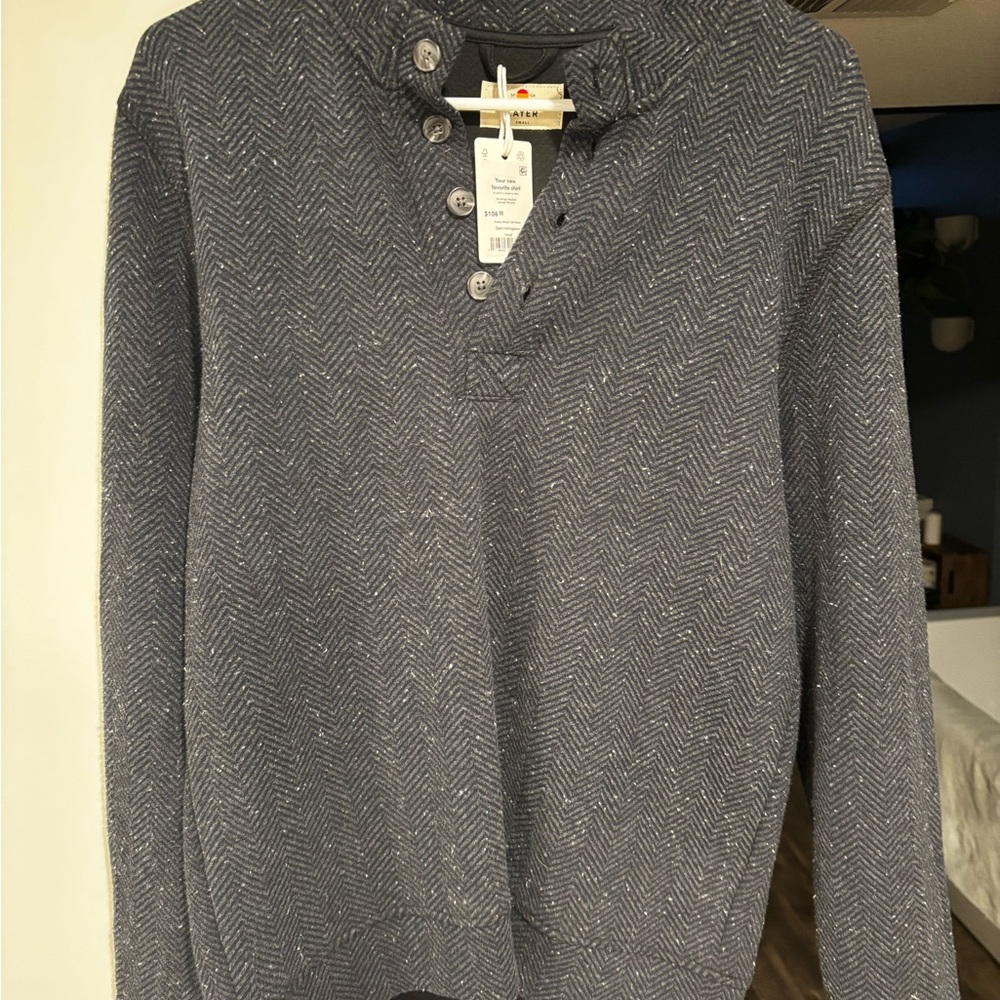 Marine Layer Men's Charcoal Pacifica Stretch Twill Pullover Size Small